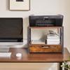 IBUYKE Wooden Printer Desk Storage Rack with Drawer Desktop 44cm X 29cm X 33cm Easy JPTLJ006H 2-Tier Stand, (Bottom Tier), & Under-Desk Storage, (W)