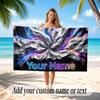 Abstract Geometric Theme Soft Beach Towel Personalized Custom Name Text Towel Portable for Beach Pool Travel