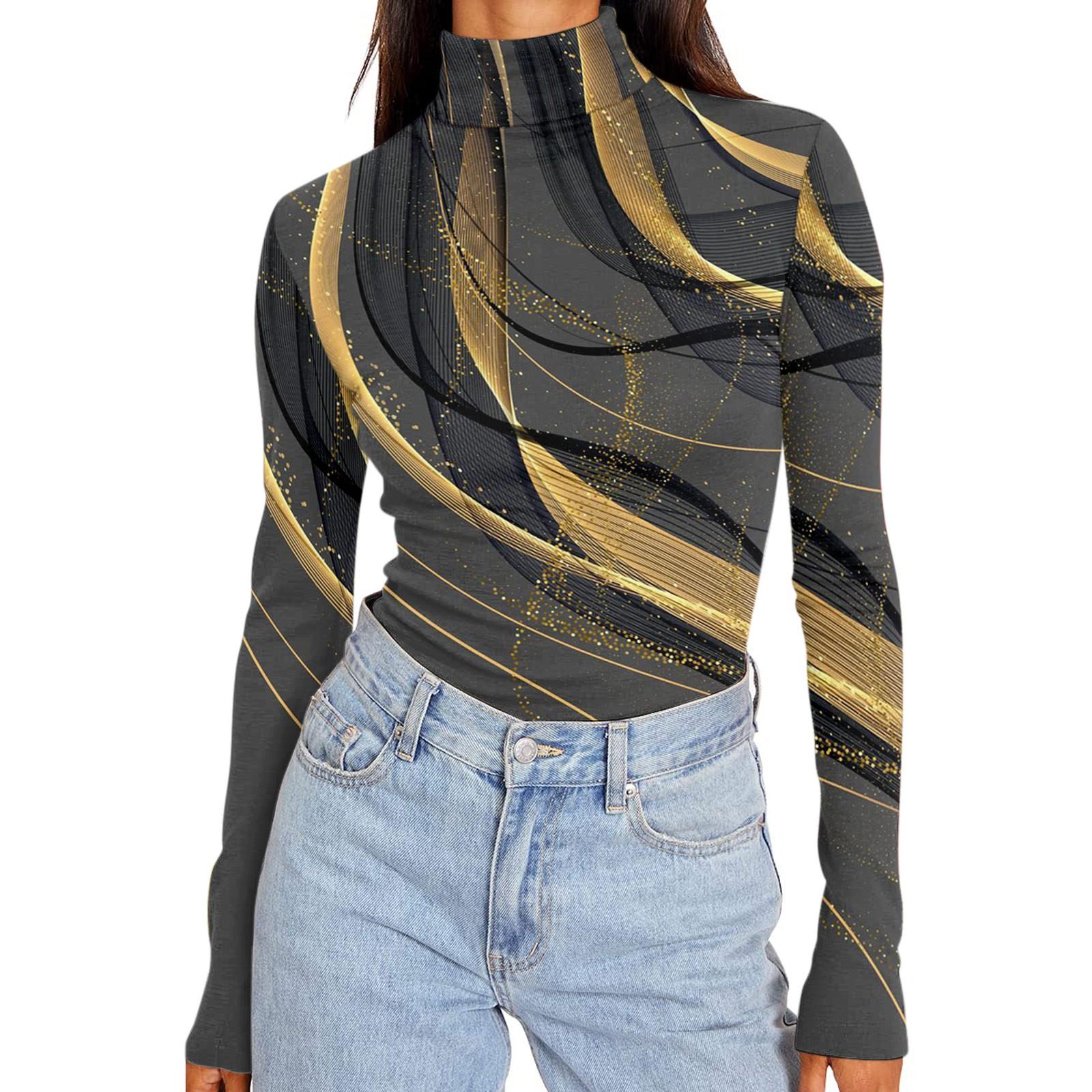 

Женские рубашки с высоким воротником и длинными рукавами с принтом, осенние модные базовые облегающие мягкие термотопы XL серый