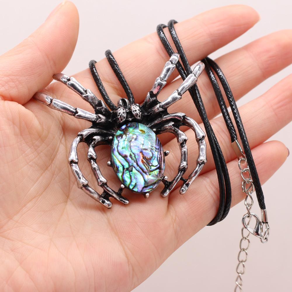 

Ожерелье из сплава с натуральными ракушками, брошь в форме паука, подвеска-подвеска для элегантных женщин, романтический подарок для любви 50x60mm