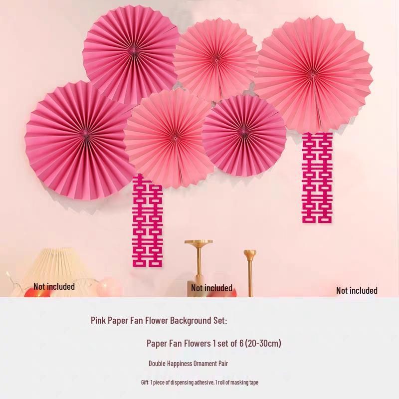 Double Happiness Retro Pearl Flower Wedding Wall Decoration Set