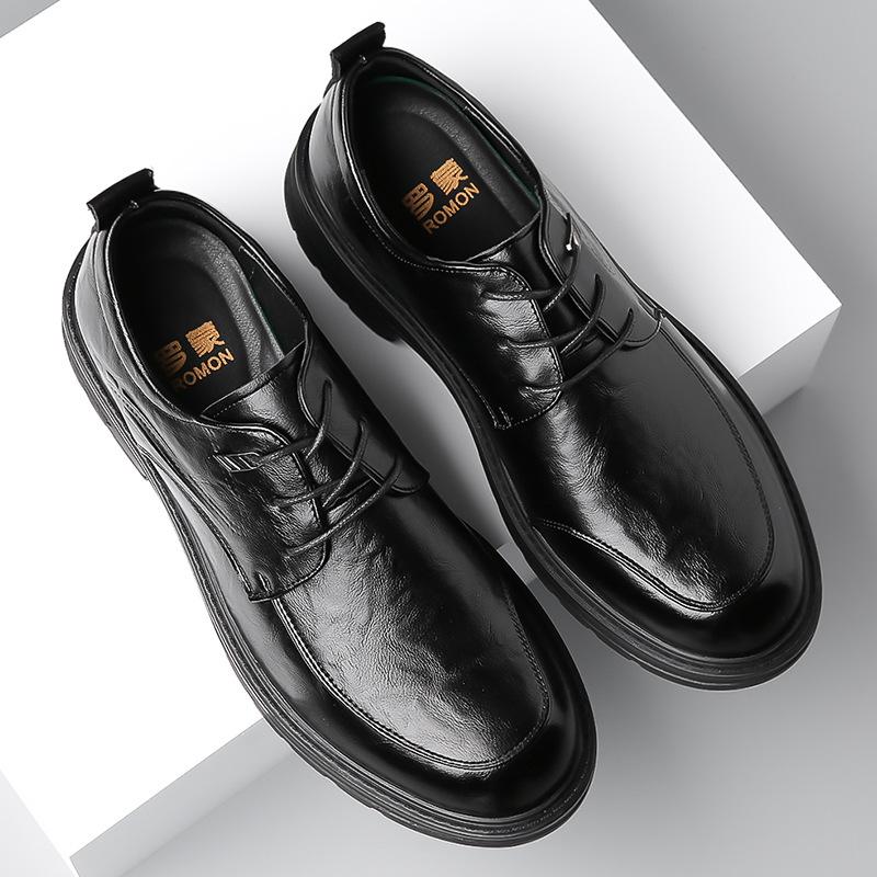 2024 Classic Genuine Leather Men's Dress Shoes Black Brown Cap Toe Lace-Up Oxford Company Business Office Formal Shoes for Men