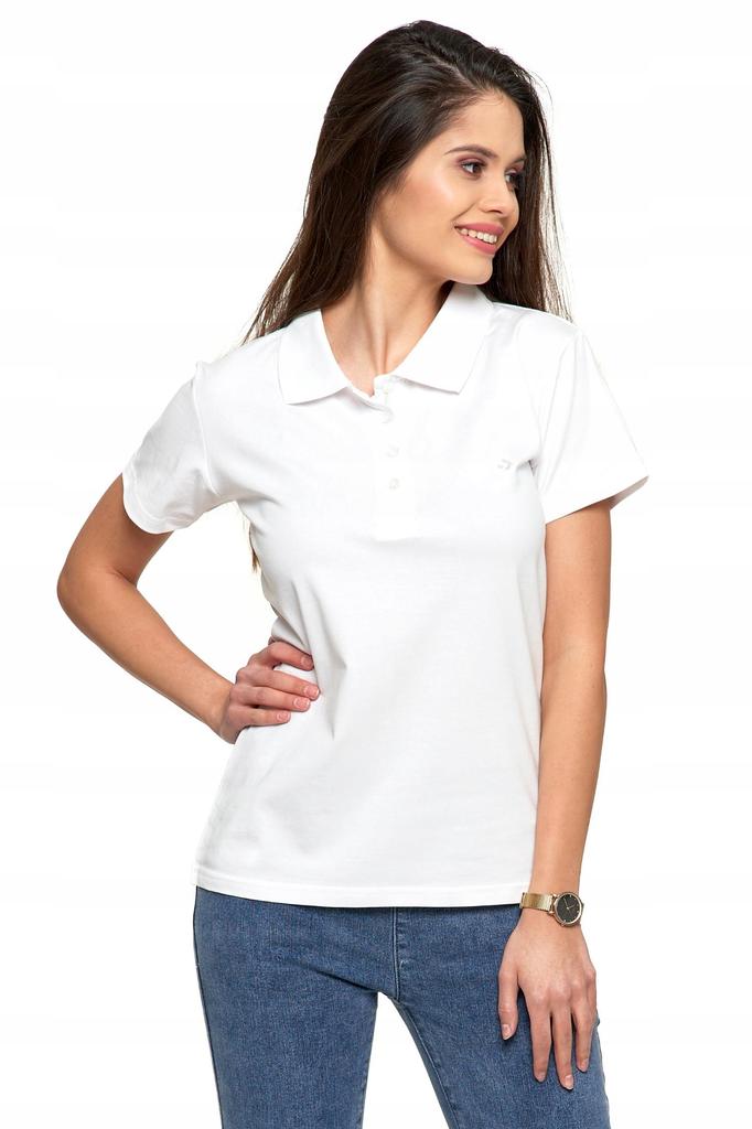 Women's Cotton Polo Shirt with Collar MORAJ XL White