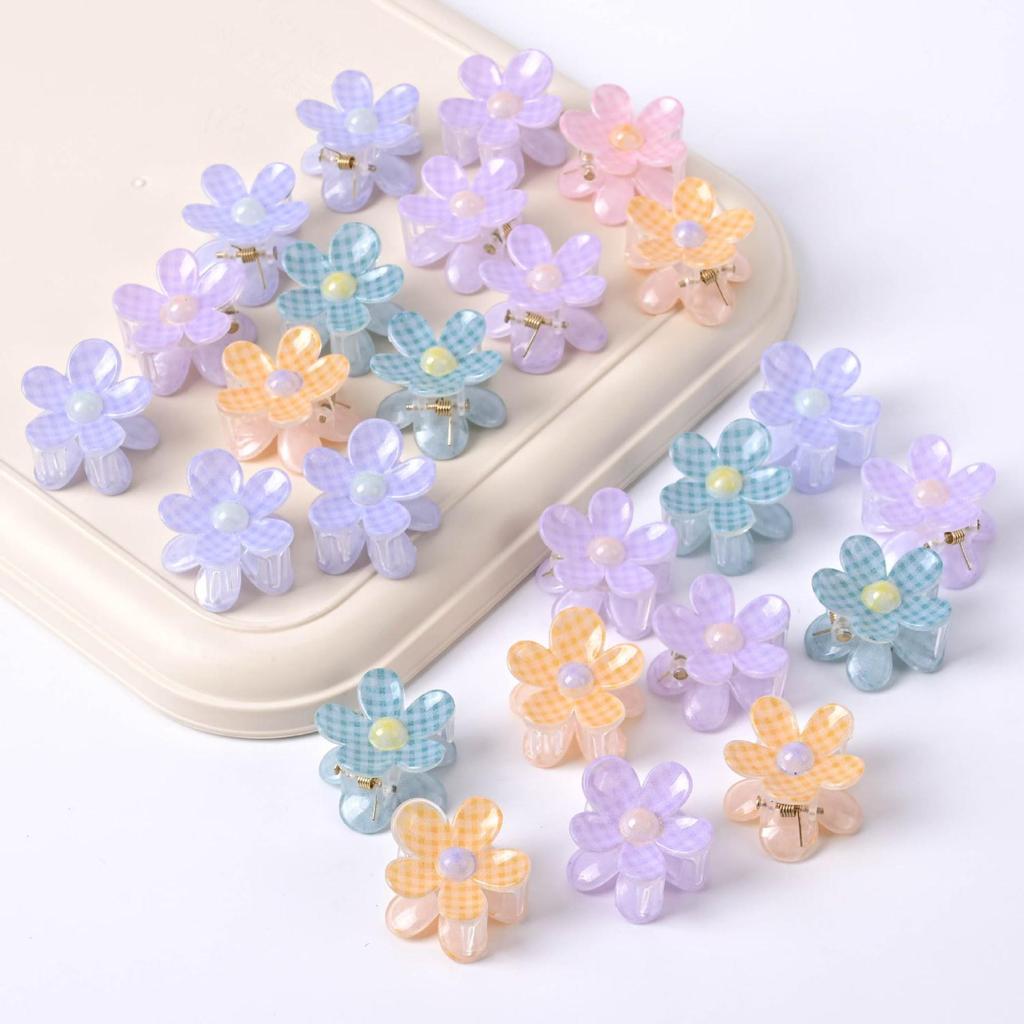 2.5cm Frangipani Grid Print Hair Claw Clip for Kids