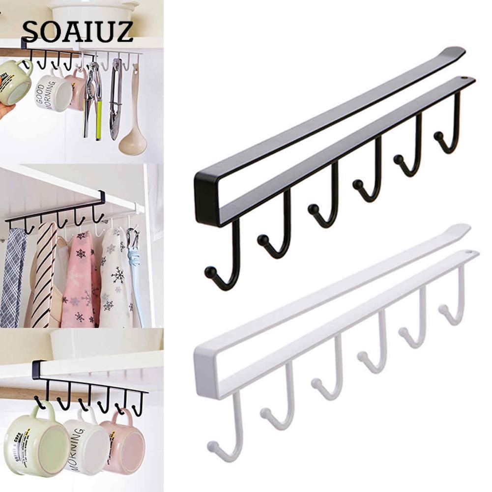 1PC Metall Spezielle U Typ 6 Haken Rack Bad Küche Lagerung Rack Hängen Haken 6 Haken Becher Halter