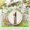 4pcs Easter Rabbit Placemats Set of 4 Spring Easter Egg Bunny Flowers Floral Place Mat 12x18 Inch Seasonal Farmhouse Fabric Tabl
