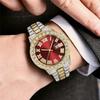 2 Stück Modische Diamant Herren Damen Uhren Goldene Uhr Damenuhr-Unisex Luxus Strass Armband Armbanduhren