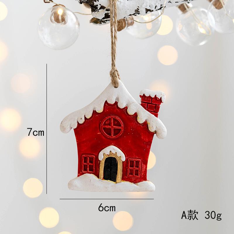 New Christmas Painted Resin Santa Claus Heart Pendant Retro Style Christmas Tree Imitation Ceramic Decoration navidad 2025