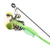 Simulated Bird Cat Teaser Stick with Bell Suction Cup Double Pole Teaser Cat Wand Long Pole 2 Birds Teasing the Cat Toys