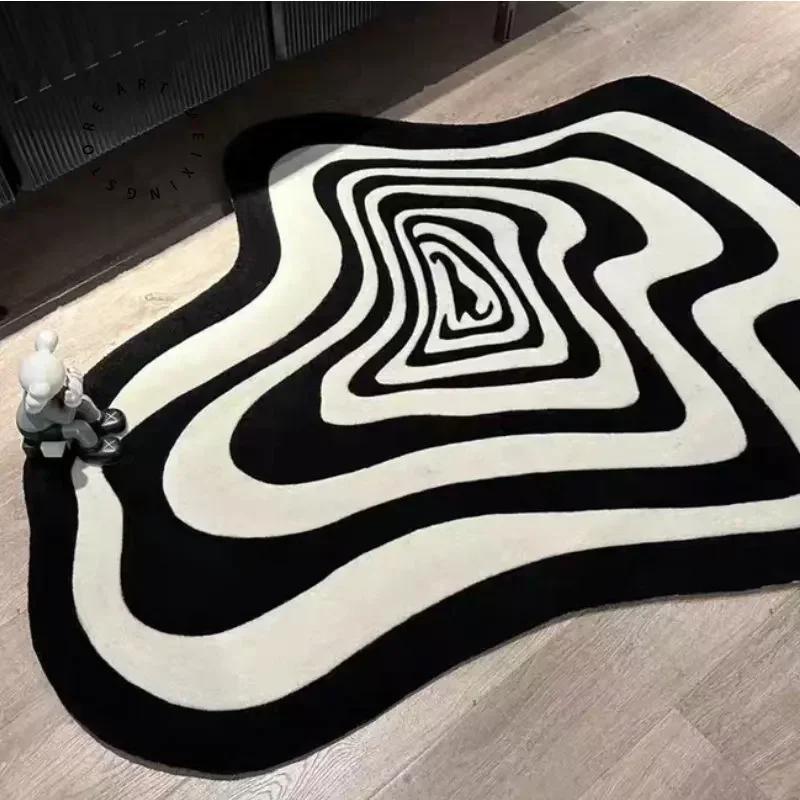 Creative Irregular Rug Living Room Carpet Black White Geometry Home Decoration Floor Mat Bedroom Area Rugs Entrance Doormat