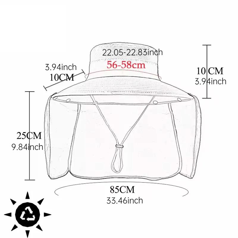 Summer Wide Brim Bucket Hat Summer UV Sun Protection Fishing Cap with Neck Flaw Sunshade Outdoor Hiking Camping Travel Hat