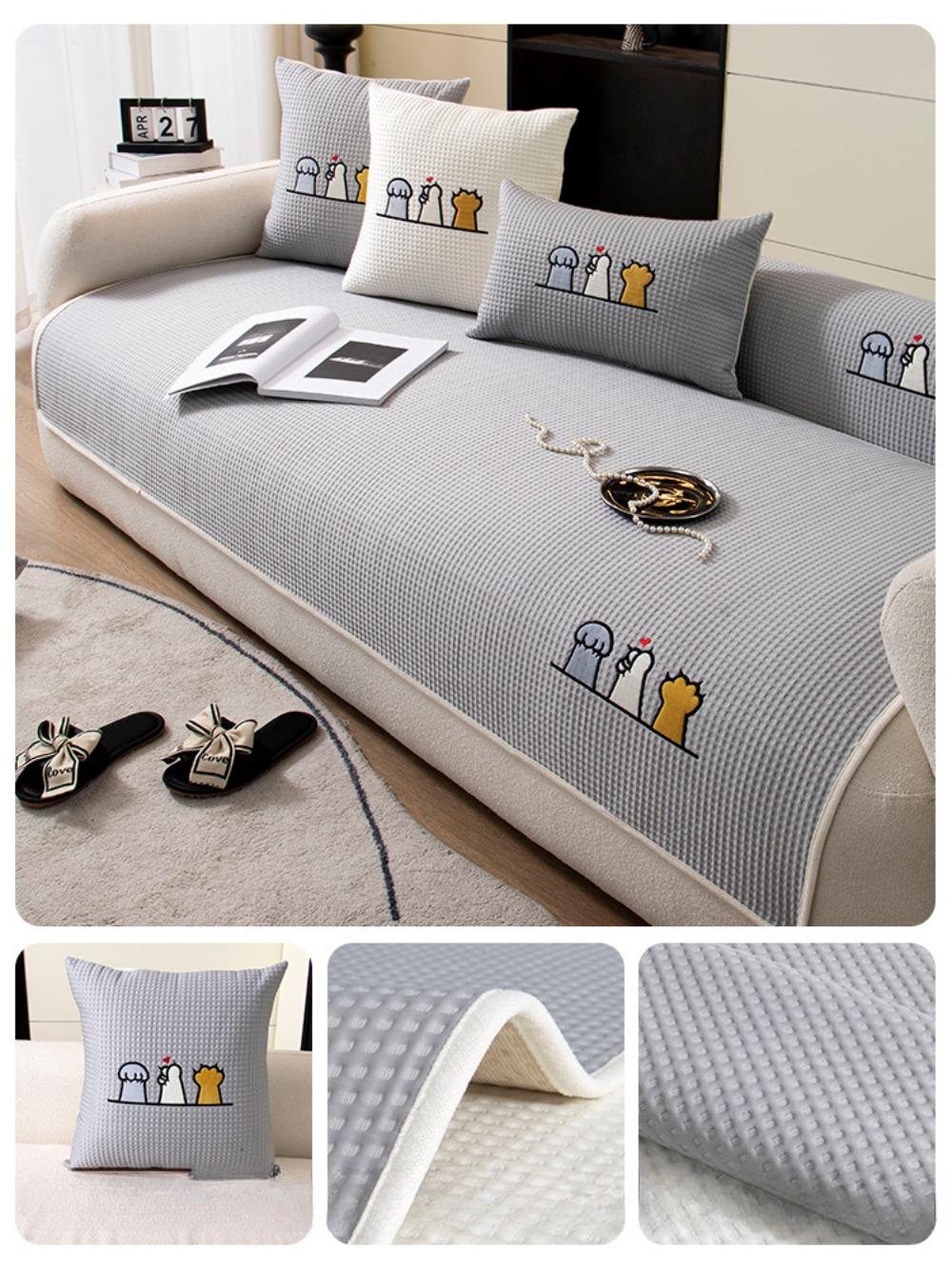 

Диван из ледяного шелка с рисунком кошачьей лапы, крутой бамбуковый коврик, летние летние нескользящие подушки для сидений, ткань с полным покрытием 70*70cm