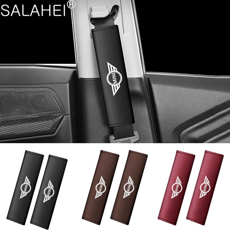 2pc Car Seat Belt Shoulder Protection Covers Shoulder Pads Accessories For BMW MINI Cooper One S JWC R55 R56 F56 R57 R58 R59 R60