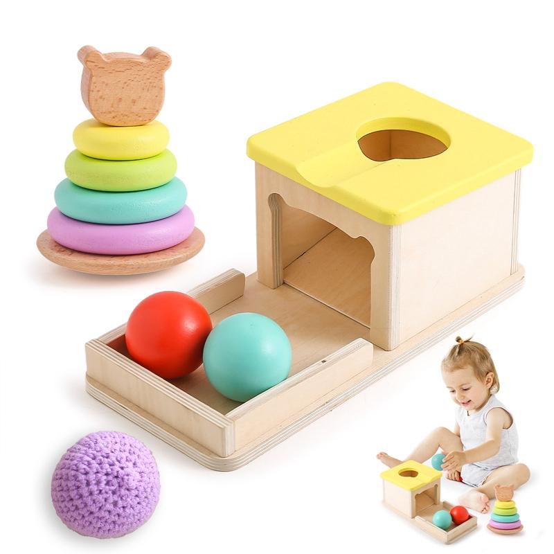 Kids Wooden Montessori Toys Coin Ball Busy Drum Color Shape Cognition Match Educational Sensory Toys Baby Teaching Aid Toy Gifts