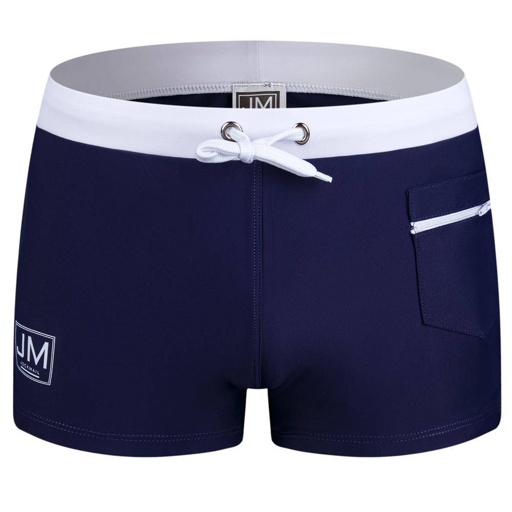 Bademode JOCKMAIL Color Block Herren Low-Rise Boxer Badehose Rutschfester Kordelzug Dehnbares Nylon-Elasthan mit Reißverschlusstasche