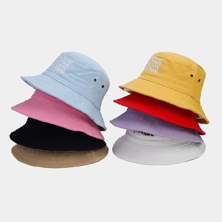 Girl Embroidery Letter Fisherman Hat Wide Brim Bucket Hat Spring Sunproof Hat