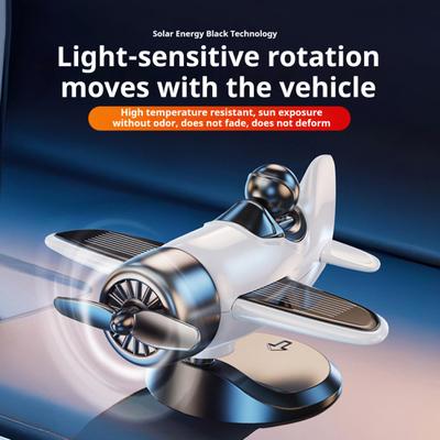 Solar Airplane Car Ornament Multifunctional Solar Powered 360-Degree Rotating Car Dashboard Airplane Ornament