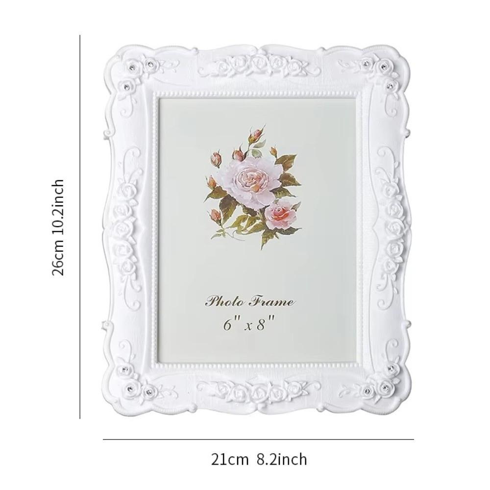 White Picture Frame Rose Embossed Embossed Frame Elegant Photo Frame For Bedroom Office Desk