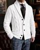 2025 Men's Lapel Long Sleeve Cable Knit Cardigan Sweater Coat - Autumn/Winter Collection