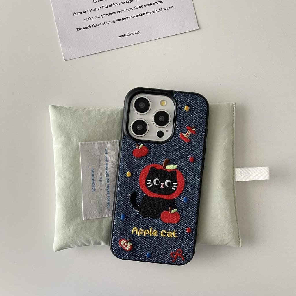 New Denim Style Cute Little Cat Phone Case for IPhone 16 16pro 16promax 15 15pro 15promax 14 14pro 14promax 13 13pro 13promax