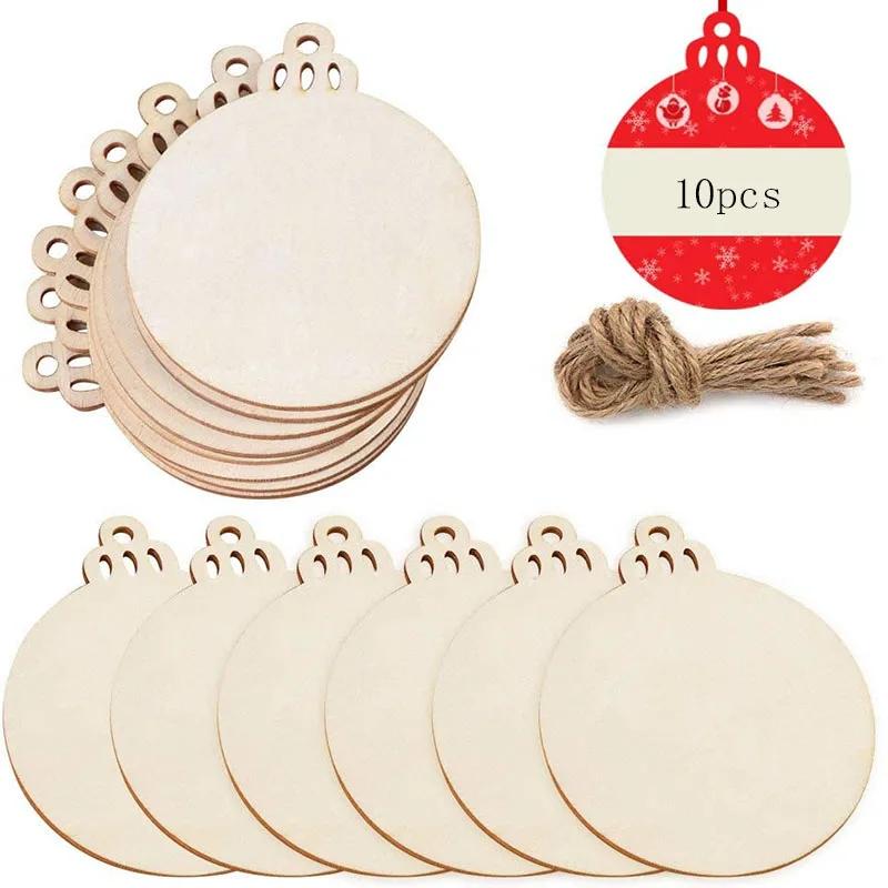 10/20Pcs Christmas Wooden Slices DIY Christmas Tree Hanging Pendants Decoration For Kids DIY Craft  Christmas Ornaments