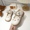 Girls Leather Shoes Sweet Flower Kids Flats Round Toes Cute Bow 2025 New Fashion Girls Princess Shoes Non-slip Soft Sole Ins