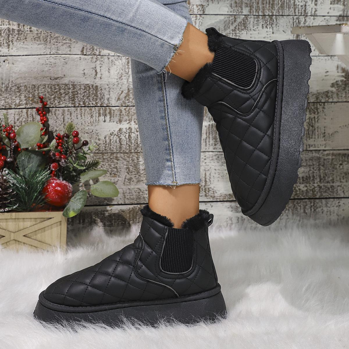 

Зимние новые теплые и пушистые толстые модные толстые подошвы для отдыха шестиугольные зимние ботинки 42