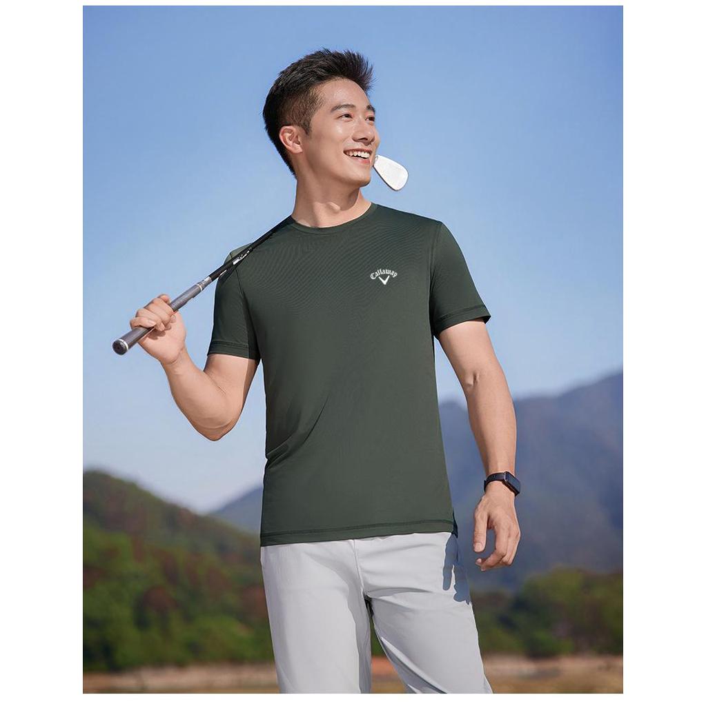 Callaway 2025 Summer Embroidery High-quality Golf Casual Sports Style Solid Color Round Neck Short Sleeved T-shirt