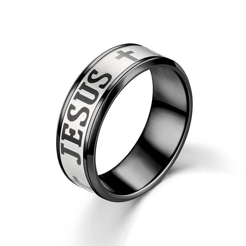 Men's European & American Retro JESUS Cross Titanium Steel Ring - Popular Fashion Jewelry
