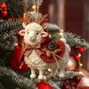 2D Flat Acrylic Goat Hanging Ornament With Snowflake Colorful Goat Car Ornament Gold Hanging Cord Goat Pendant Holiday Decor