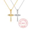 925 Sterling Silver Jewelry 8 Style Crystal Cross Pendant Necklace for Women Clavicle Chain Wedding Party Jewelry Gift