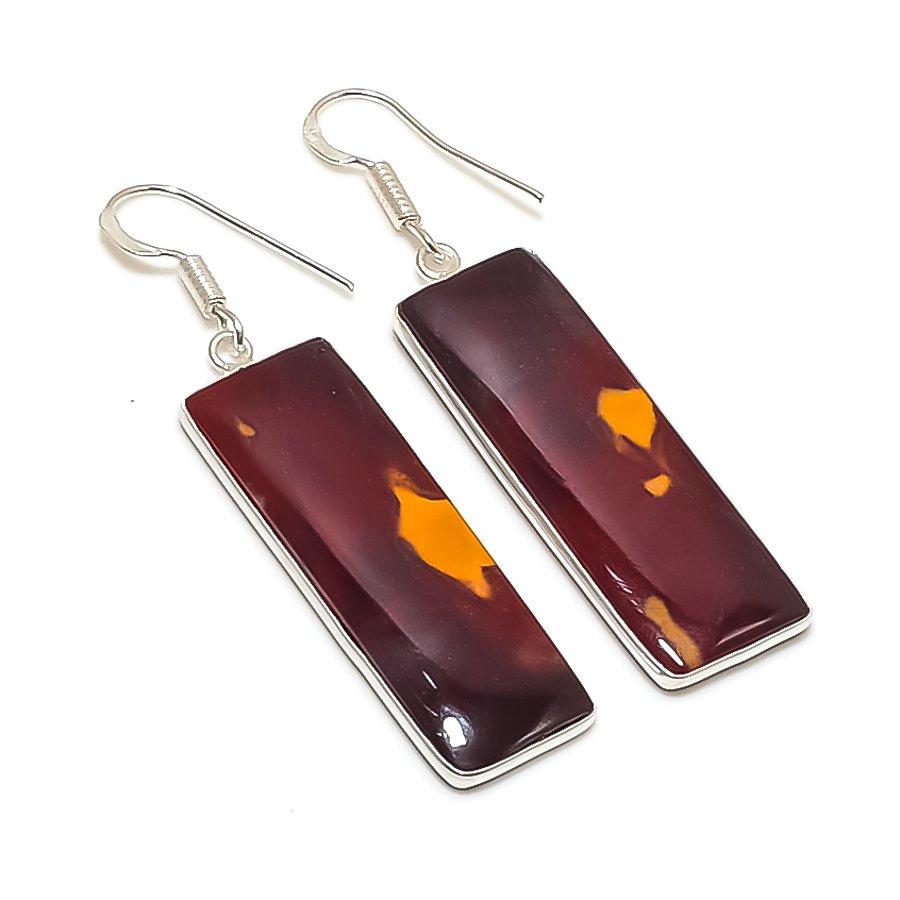 Натуральный камень Мукаит Серьга из стерлингового серебра 925 пробы 2,21  AE-12131