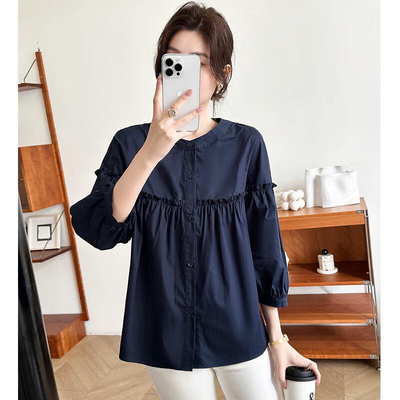

Women s Elegant Pleated Button-Front Shirt L