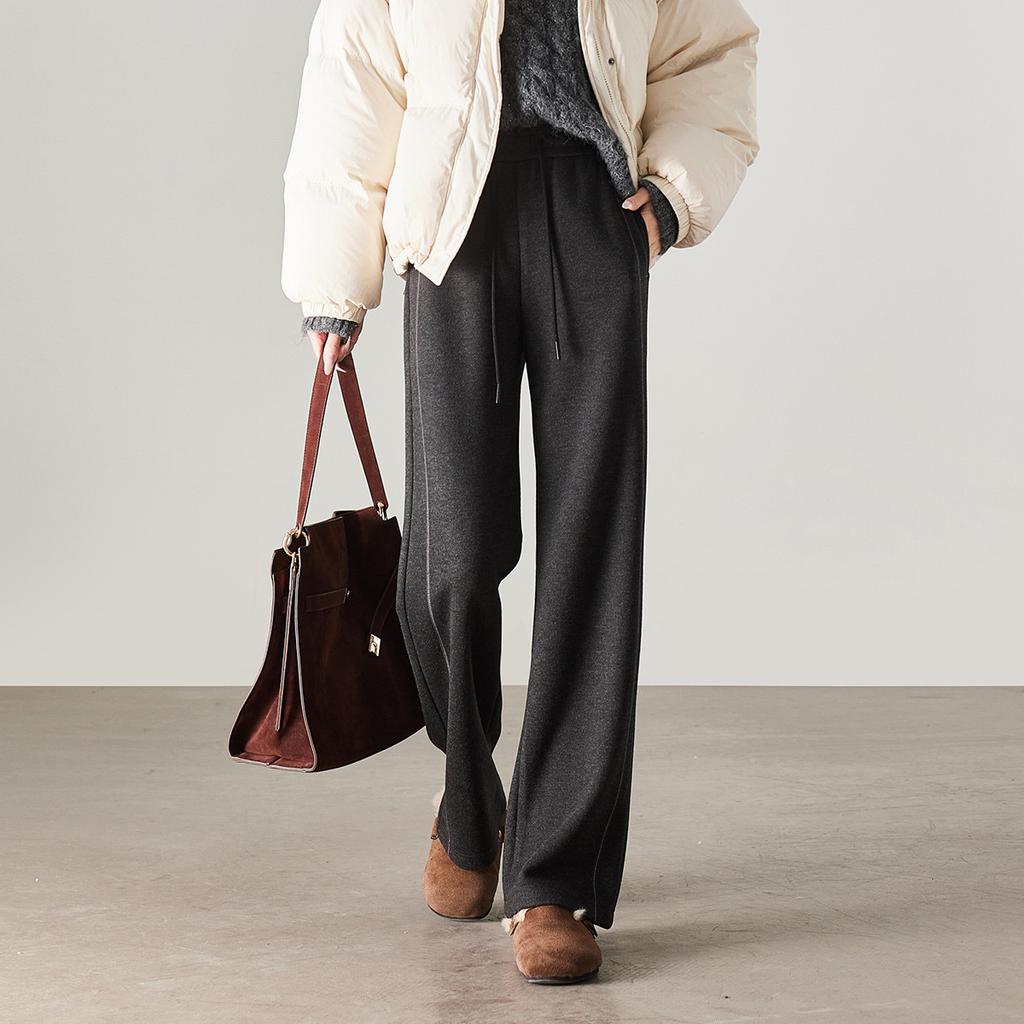 Tight Waistband, Thickened Casual Wide Leg Pants for Women In Winter 2025, Fashionable, Loose and Versatile, Slimming and Floor Hugging Pants