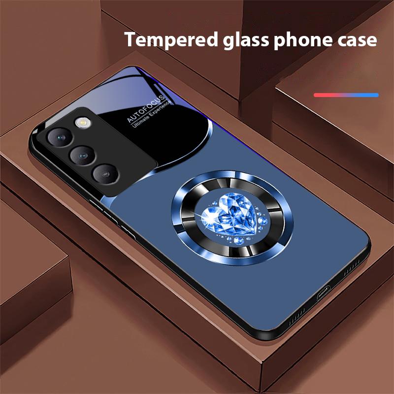 Circle Diamond Für Y72 33S 11 03 36 96 Lite 35 16 Iqoo 12 V40 SE 5G 29 40 21 30 X80 Pro Vivo Gehärtetes Glas Handyhülle Schwarz