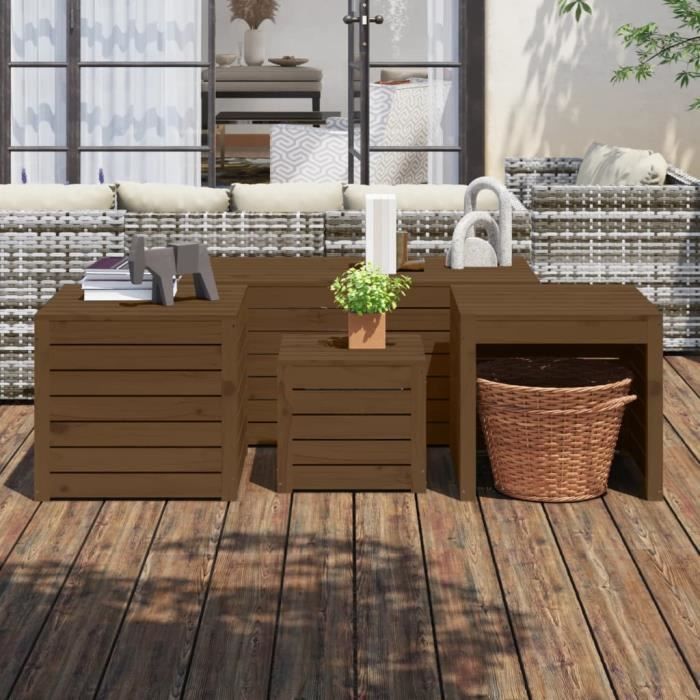 VidaXL Ensemble de boîtes de jardin 4 pcs marron miel bois pin massif 3154669