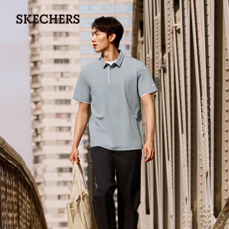 Skechers Men's Quick-Dry Knit Jacquard Polo Shirt