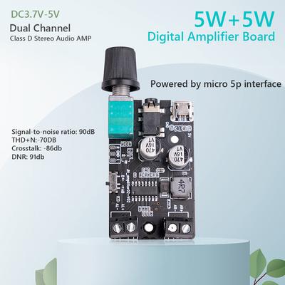 Digital Amplifier Board 5W+5W Dual Channel Amplifier Module DC 5V with Volume Control Sound System for Speaker Sound System DIY