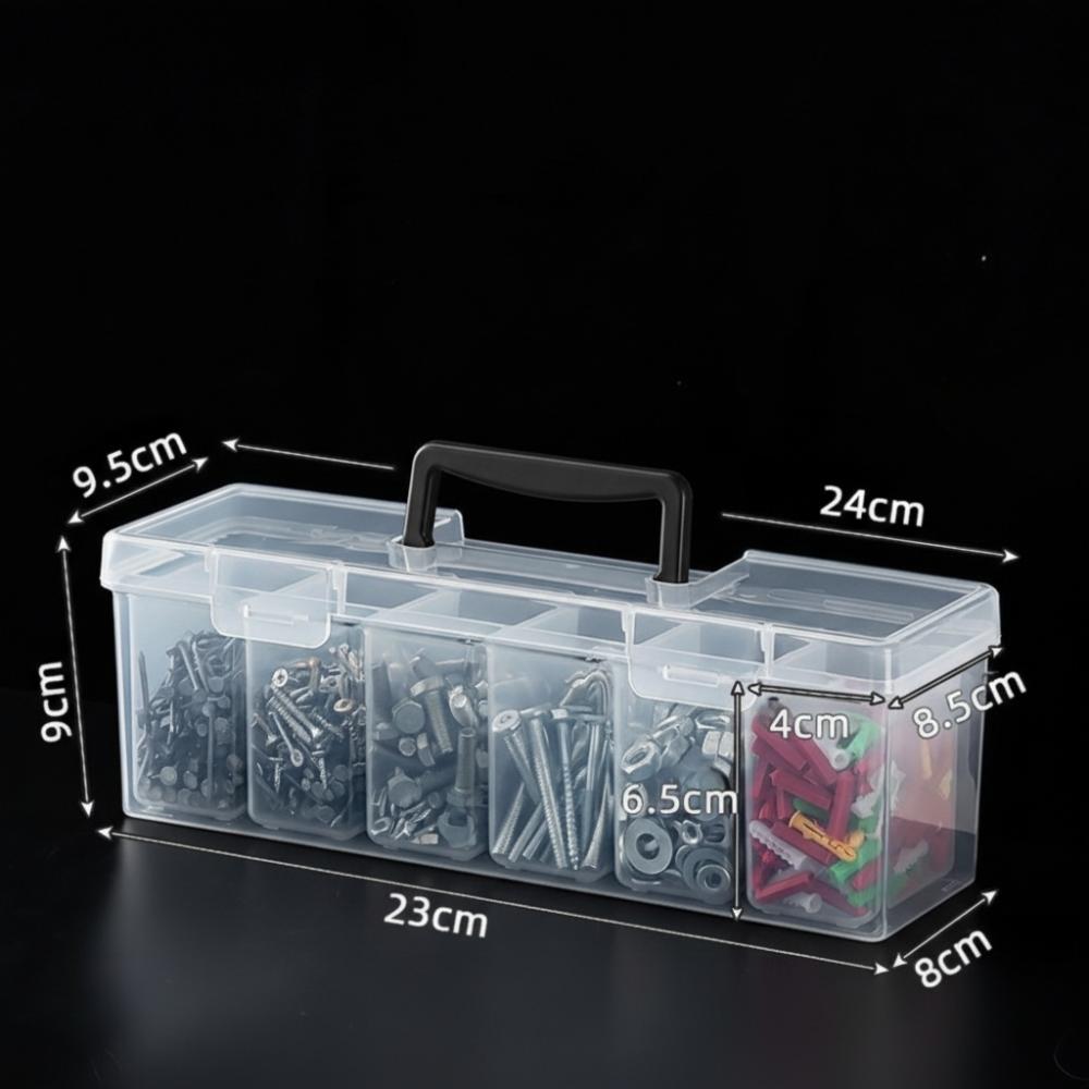 

with 6 Storage Case Hardware Toolbox Transparent Storage Case Organizing Box Tool Accessories small-black