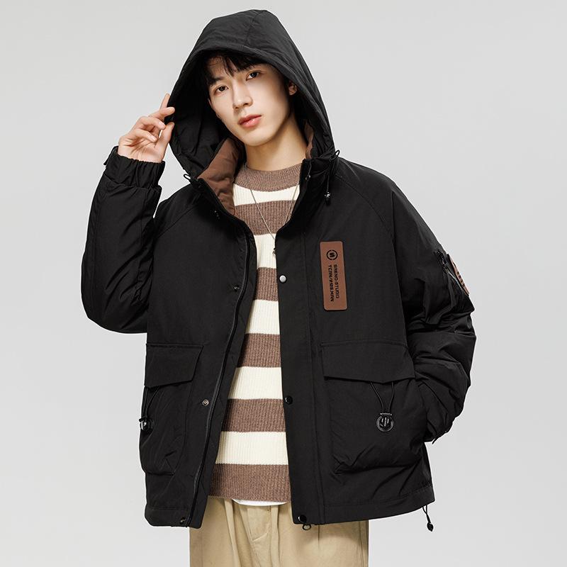 Men's Short Hooded Jacket Men's Sports Warm White Duck Down Thickened Casual Clothes