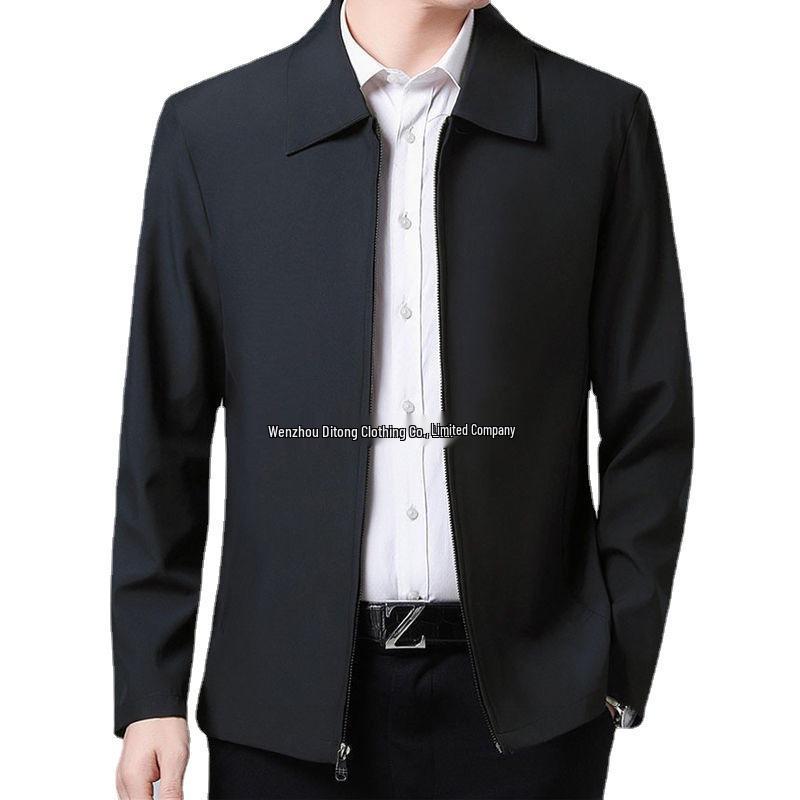 2024 Spring/Autumn High-Quality Lapel Jacket for Middle-Aged and Elderly Men - Fashionable Business Casual Outerwear