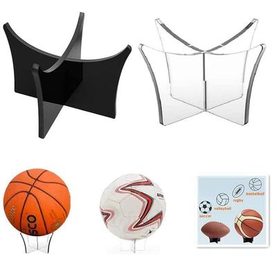 Transparent Acrylic Ball Display Stand Rack for Basketball, Football, Volleyball, and Rugby.