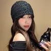 American Style Y2k Baggy Cap Stacking Leopard Beanies Cap Trendy Pullover Hats  Women