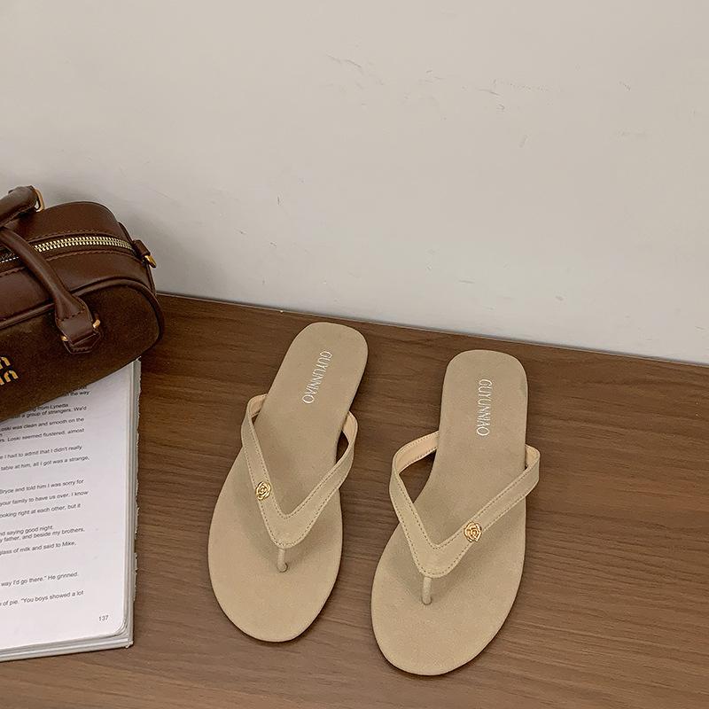 Flat-bottomed small fragrant slippers women's shoes summer wear new toe sandals flip-flops