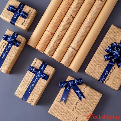 5 Blatt Vintage Englische Zeitung Kraftpapier Braun Kraft Außenverpackungspapier für Geschenkverpackung Blumenwickelpapier