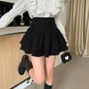 Hepburn Style Black Fluffy Half Skirt with Elastic Waist - Women's Plus Size Pleated Shorts