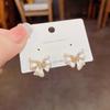 French Gentle and Sweet White Bow Stud Earrings Women's Light Luxury Earrings Ears