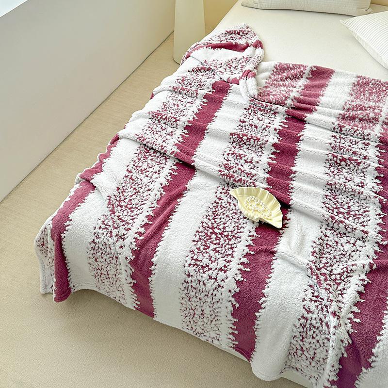 

1Pc Plain Color Striped Blanket Singlequeenking Size Jacquard Sofa Blanket Gentle Throw Blanket Comfortable Blanket designed for Bed 100x150cm 1pc