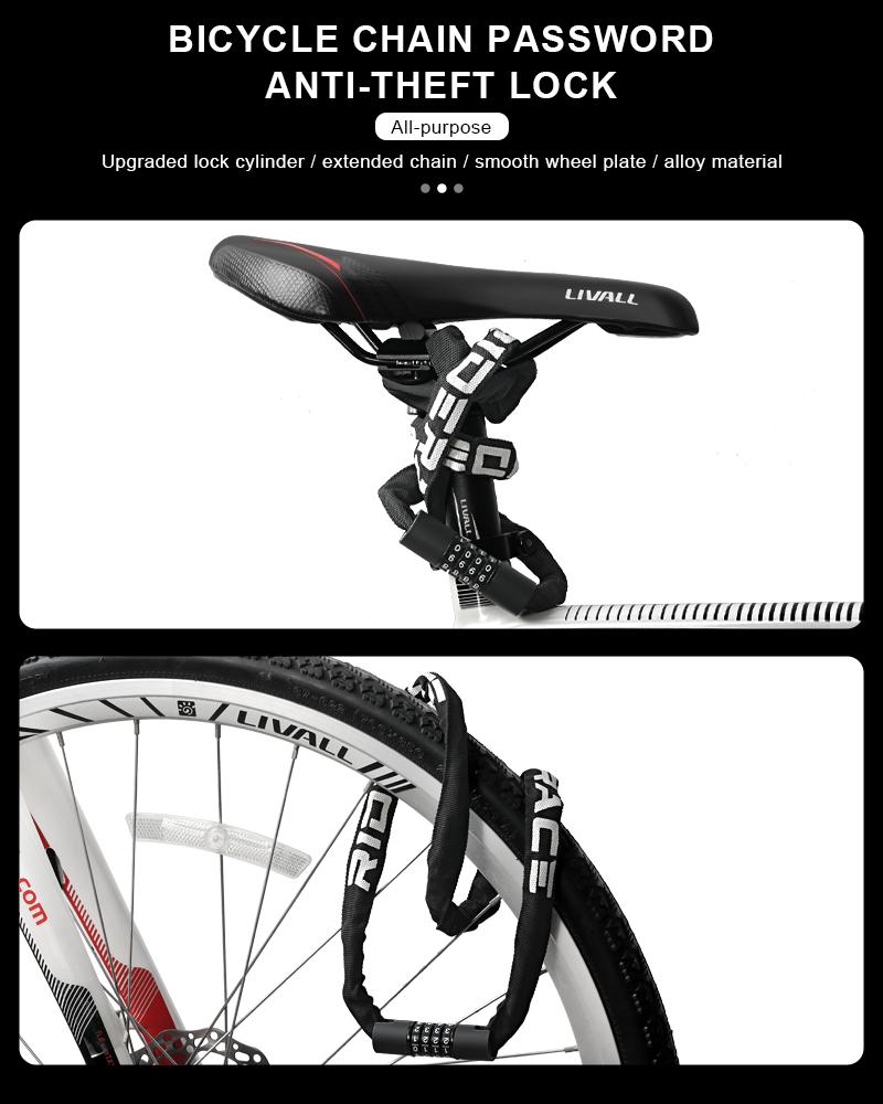 Bicycle Chain Lock Anti-Theft High Security Reinforced Bike Lock For Scooter Electric E-Bike Motorcycle Cycling Accessories