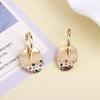 Gold Color Irregular Circle Inlaid Colored Zircon Dangle Earrings For Women Sparkling Party Earrings Jewelry Gift